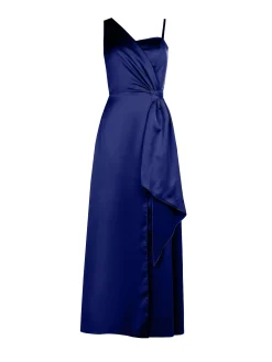 ABITO ATELIER LUNGO BLU INDACO CON NODO DRAPPEGGIATO
