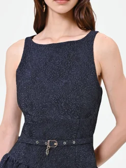 ABITO BLU NAVY JACQUARD CON GONNA AMPIA