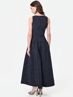 ABITO BLU NAVY JACQUARD CON GONNA AMPIA
