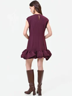 ABITO BORDEAUX ROSSO CON BALZA