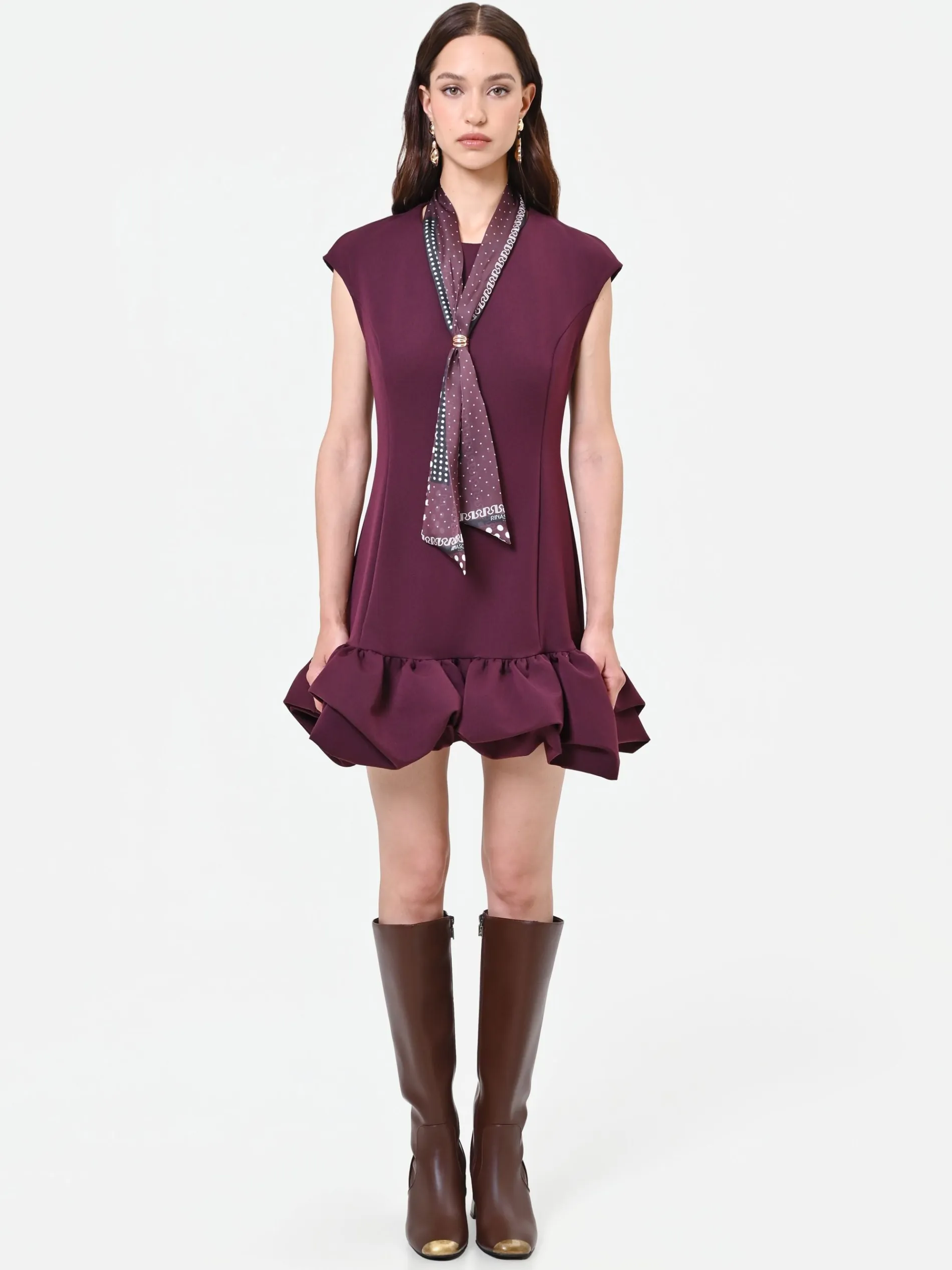 ABITO BORDEAUX ROSSO CON BALZA