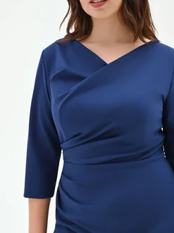ABITO CURVY BLU BRILLANTE CON DRAPPEGGIO LATERALE