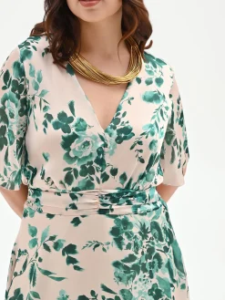 ABITO CURVY LUNGO VERDE CON STAMPA FLOREALE