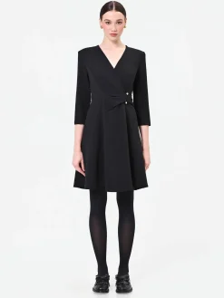 ABITO INCROCIATO NERO CON BOTTONI DESIGN