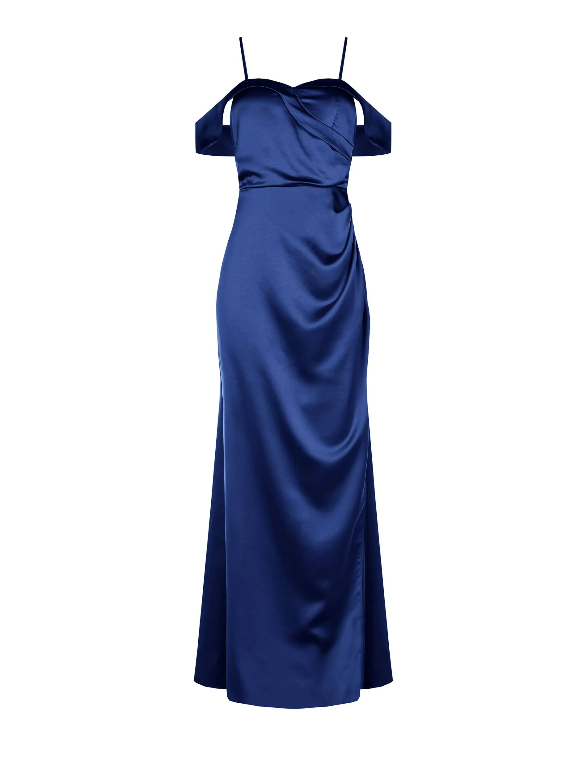 ABITO LUNGO ATELIER BLU INDACO CON DRAPPEGGIO LATERALE