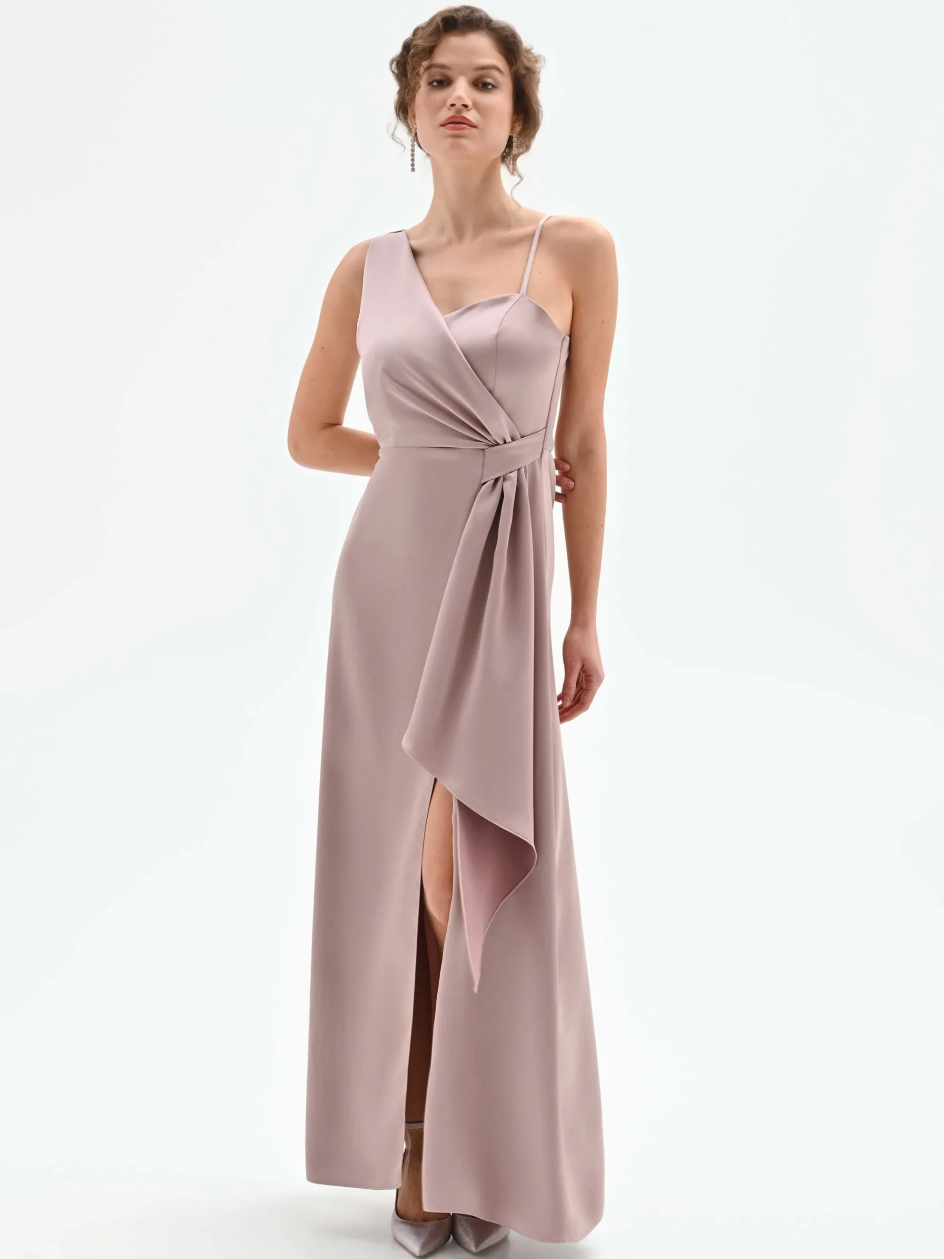 ABITO LUNGO ATELIER ROSA BLUSH CON DRAPPEGGIO