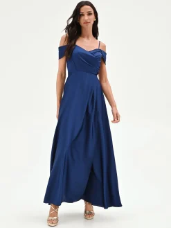 ABITO LUNGO BLU CON SPALLINE SCESE