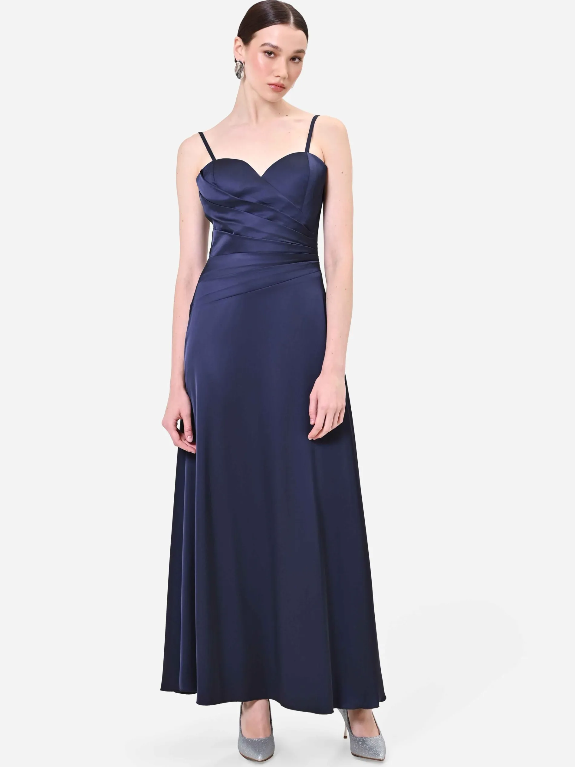 ABITO LUNGO BLU NAVY CON DRAPPEGGIO INCROCIATO