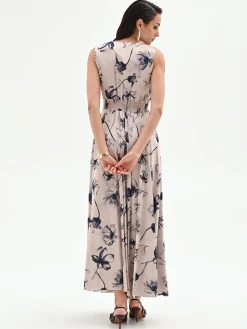 ABITO LUNGO BLU NAVY CON STAMPA FLOREALE