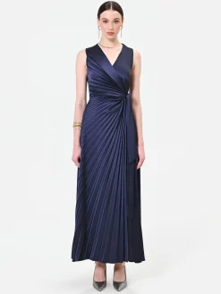ABITO LUNGO BLU NAVY PLISSÉ