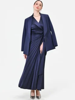 ABITO LUNGO BLU NAVY PLISSÉ