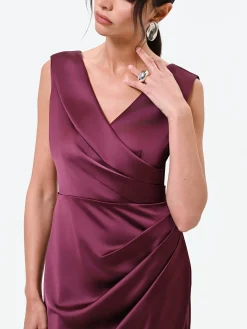 ABITO LUNGO BORDEAUX CON DRAPPEGGIO ASIMMETRICO