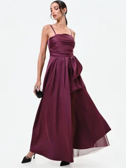 ABITO LUNGO BORDEAUX CON MAXI FIOCCO