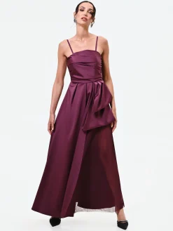 ABITO LUNGO BORDEAUX CON MAXI FIOCCO