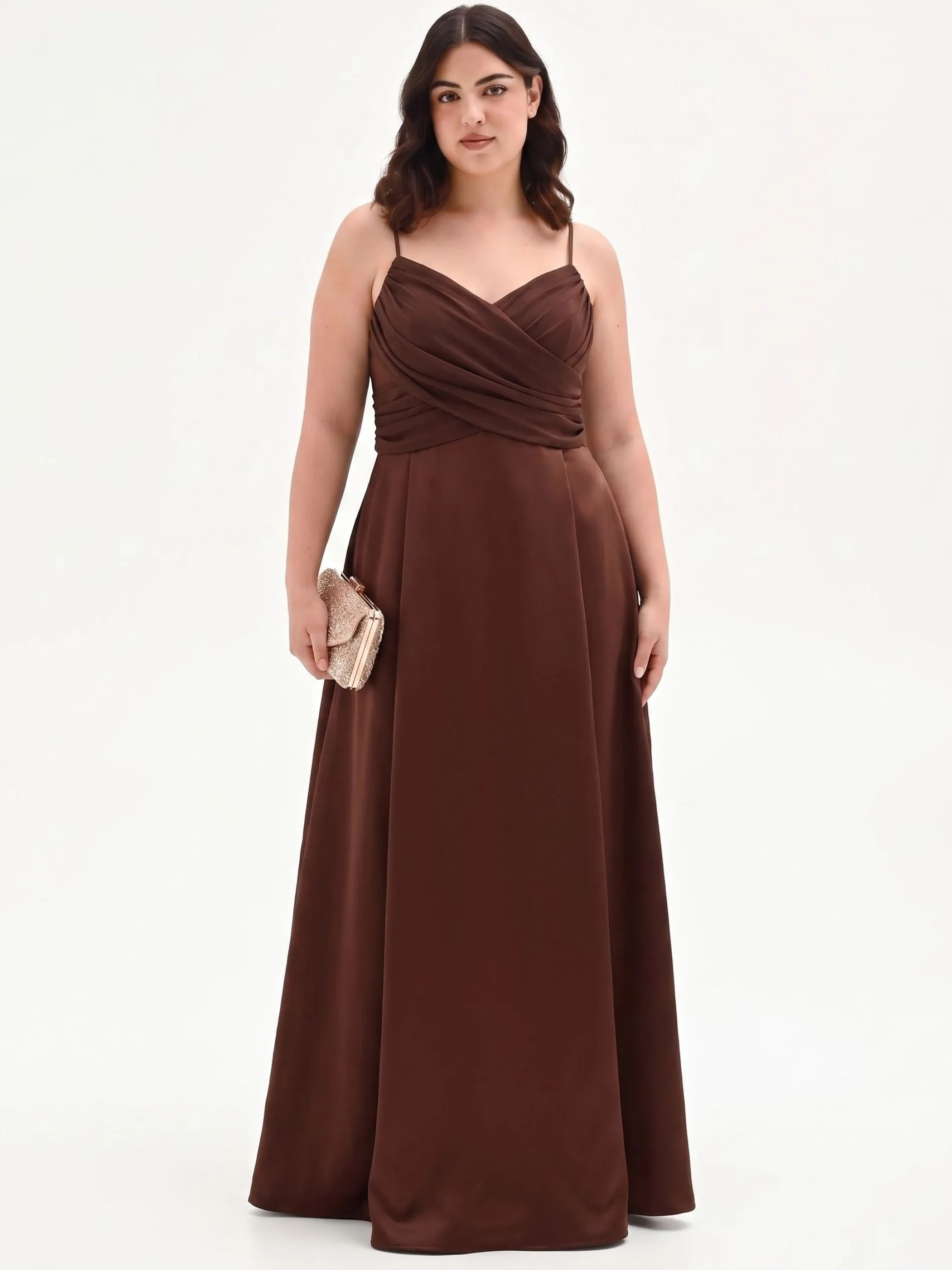 ABITO LUNGO CURVY CON CORPINO DRAPPEGGIATO