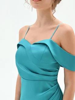 ABITO LUNGO VERDE SMERALDO CON BUSTINO DRAPPEGGIATO