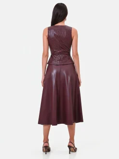 ABITO MIDI IN SIMILPELLE ROSSO BORDEAUX