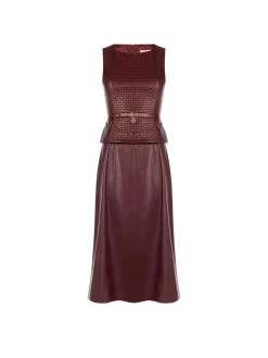 ABITO MIDI IN SIMILPELLE ROSSO BORDEAUX