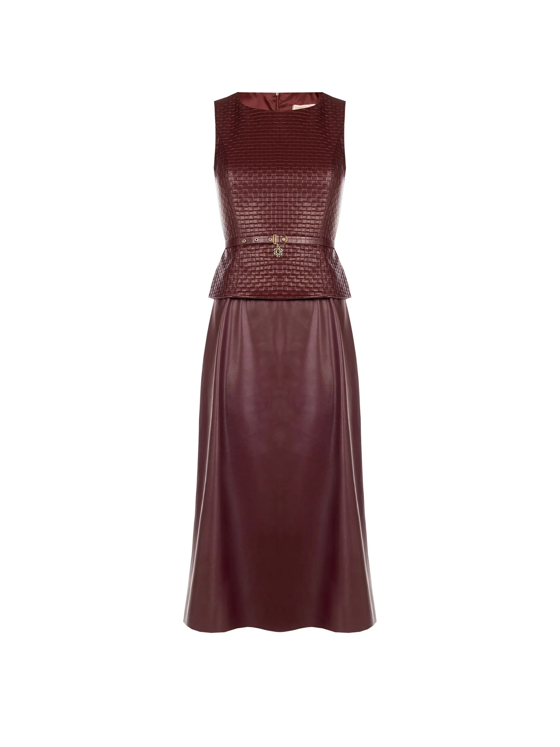 ABITO MIDI IN SIMILPELLE ROSSO BORDEAUX