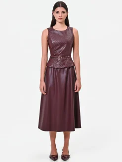 ABITO MIDI IN SIMILPELLE ROSSO BORDEAUX
