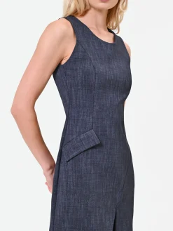 ABITO SMANICATO BLU NAVY CON GONNA A PORTAFOGLIO