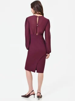 ABITO TUBINO BORDEAUX CON MANICHE IN GEORGETTE