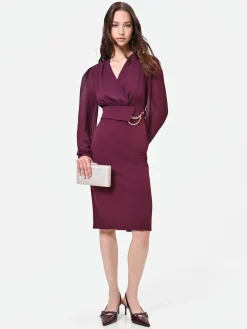 ABITO TUBINO BORDEAUX CON MANICHE IN GEORGETTE