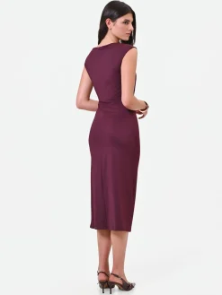 ABITO TUBINO MIDI BORDEAUX IN JERSEY LUCIDO