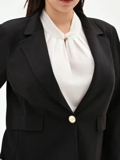 BLAZER NERO MONOPETTO CURVY IN SCUBA MANO CREPE