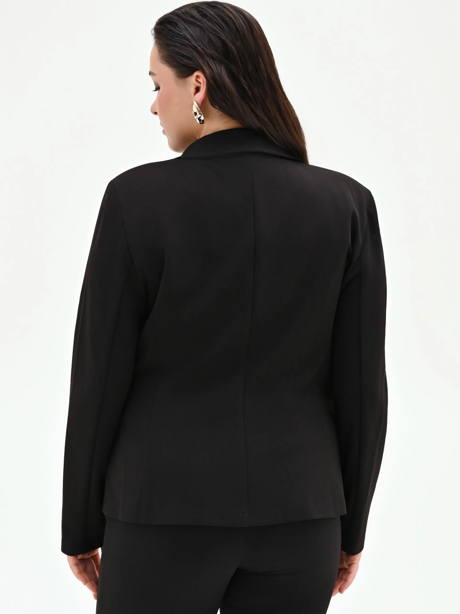 BLAZER NERO MONOPETTO CURVY IN SCUBA MANO CREPE