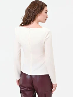 BLUSA BIANCA CON DRAPPEGGIO ASIMMETRICO