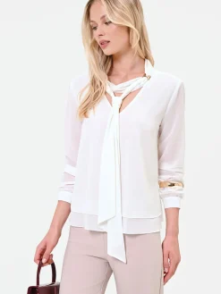 BLUSA BIANCA CON NASTRO LAVALLIERE