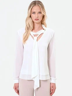 BLUSA BIANCA CON NASTRO LAVALLIERE