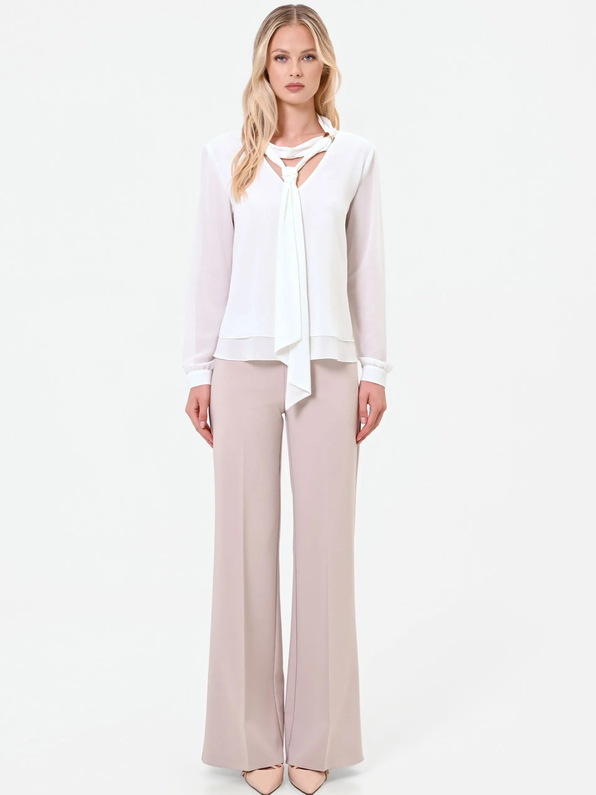 BLUSA BIANCA CON NASTRO LAVALLIERE