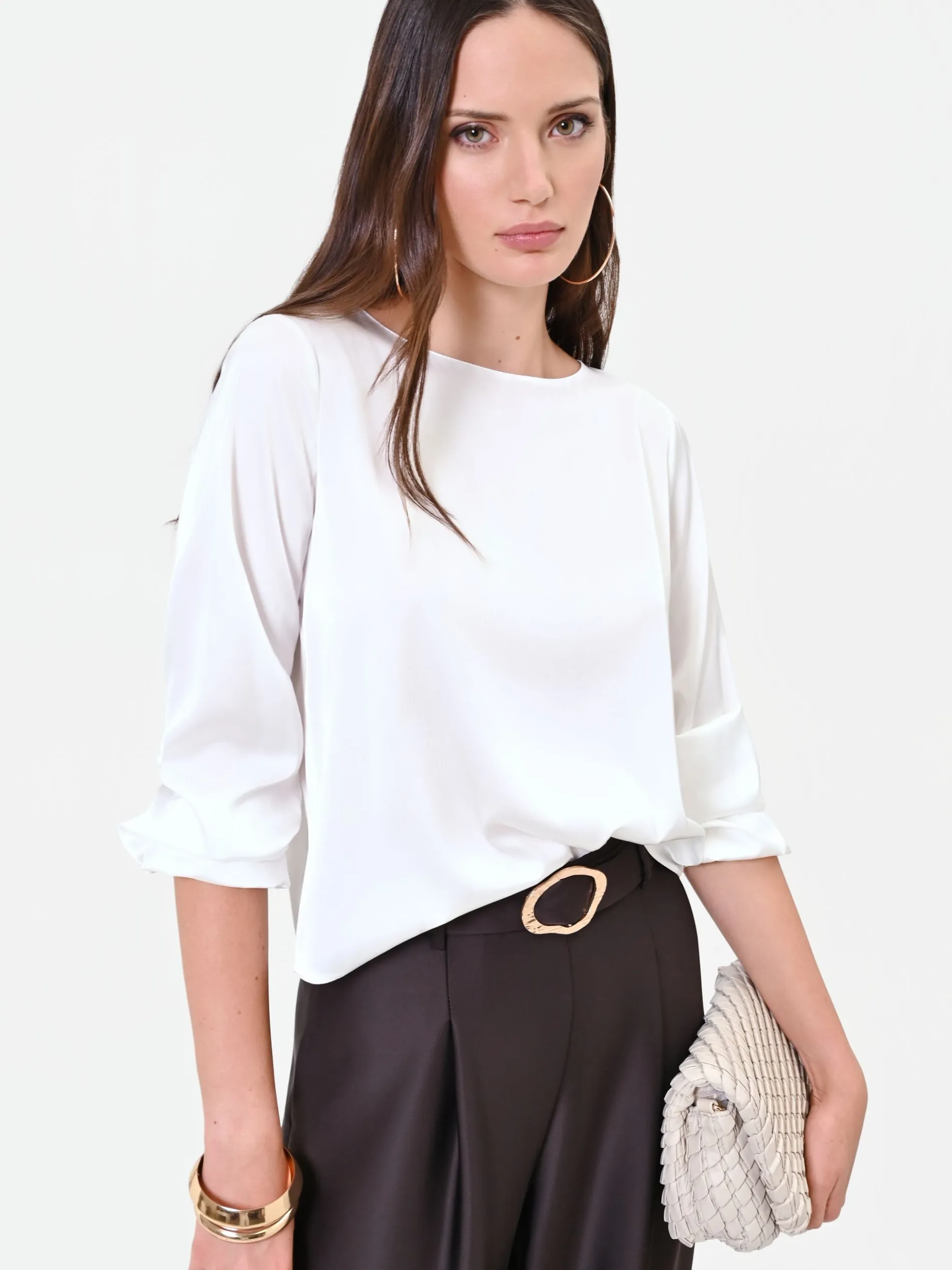 BLUSA BIANCA IN RASO
