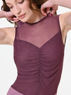 BLUSA BORDEAUX CON CARRÉ IN TULLE