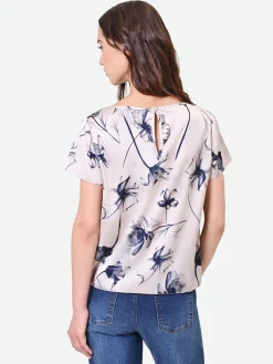 BLUSA CON STAMPA FLOREALE BLU NAVY