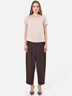 BLUSA IN RASO TORTORA BEIGE