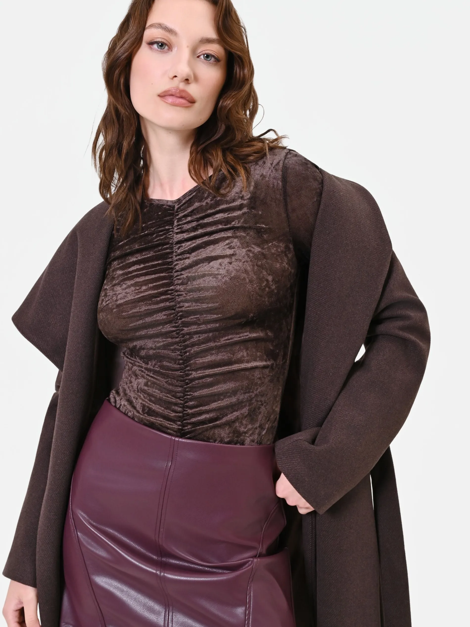 BLUSA IN VELLUTO STROPICCIATO MORO