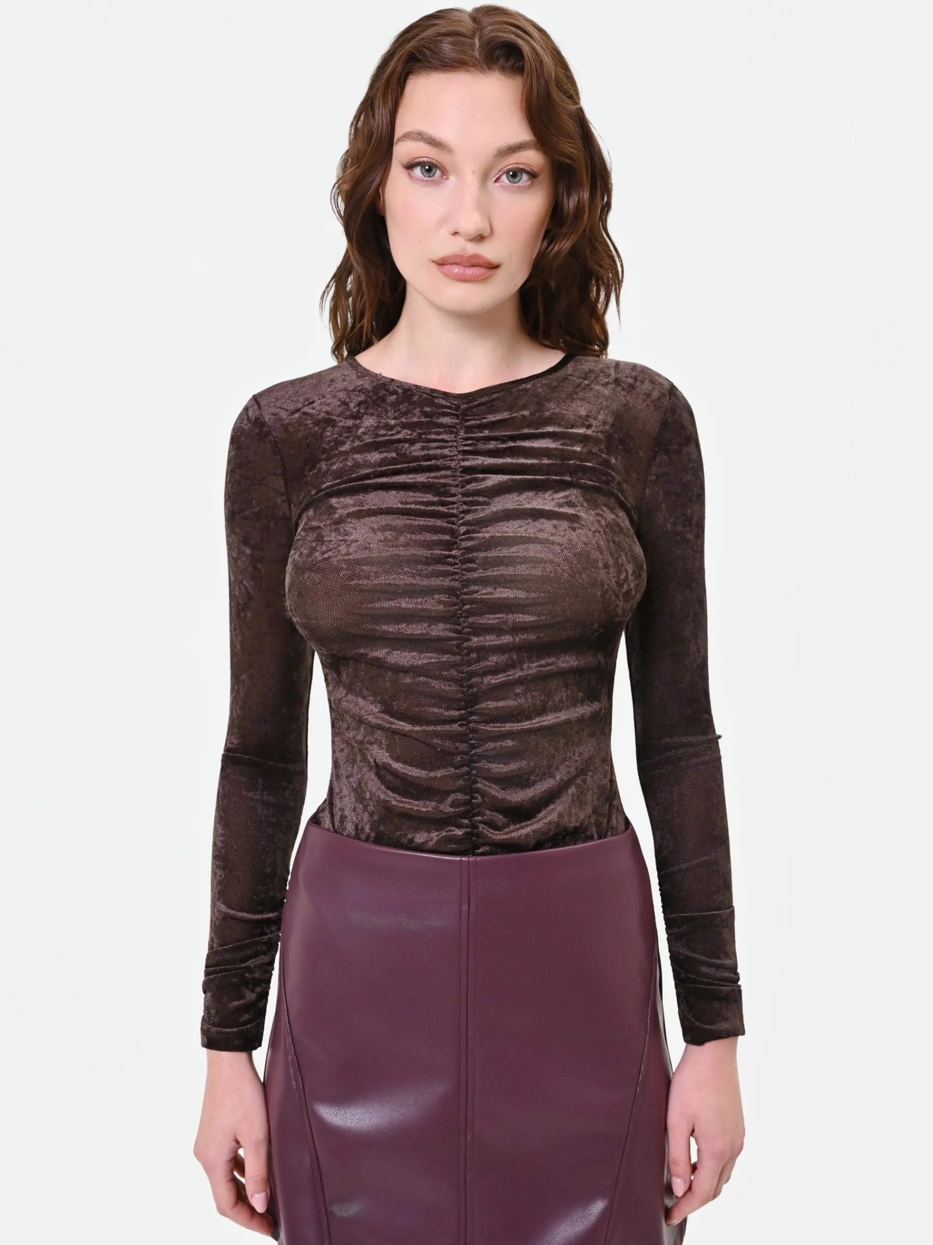 BLUSA IN VELLUTO STROPICCIATO MORO
