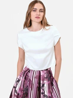 BLUSA PANNA CON MANICHE A RISVOLTO