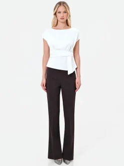 BLUSA PANNA IN RASO CON CINTURA ANNODATA