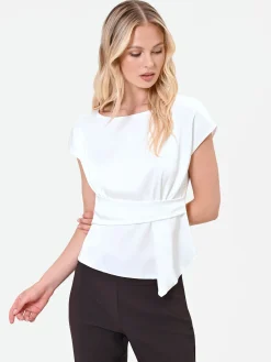 BLUSA PANNA IN RASO CON CINTURA ANNODATA