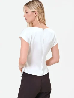 BLUSA PANNA IN RASO CON CINTURA ANNODATA