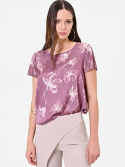 BLUSA ROSA ANTICO CON STAMPA FLOREALE