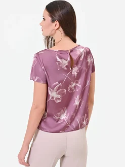 BLUSA ROSA ANTICO CON STAMPA FLOREALE