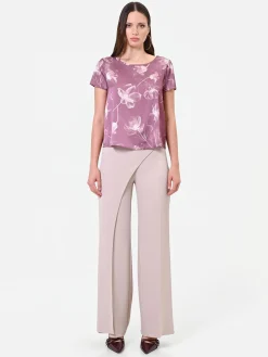 BLUSA ROSA ANTICO CON STAMPA FLOREALE