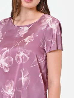 BLUSA ROSA ANTICO CON STAMPA FLOREALE