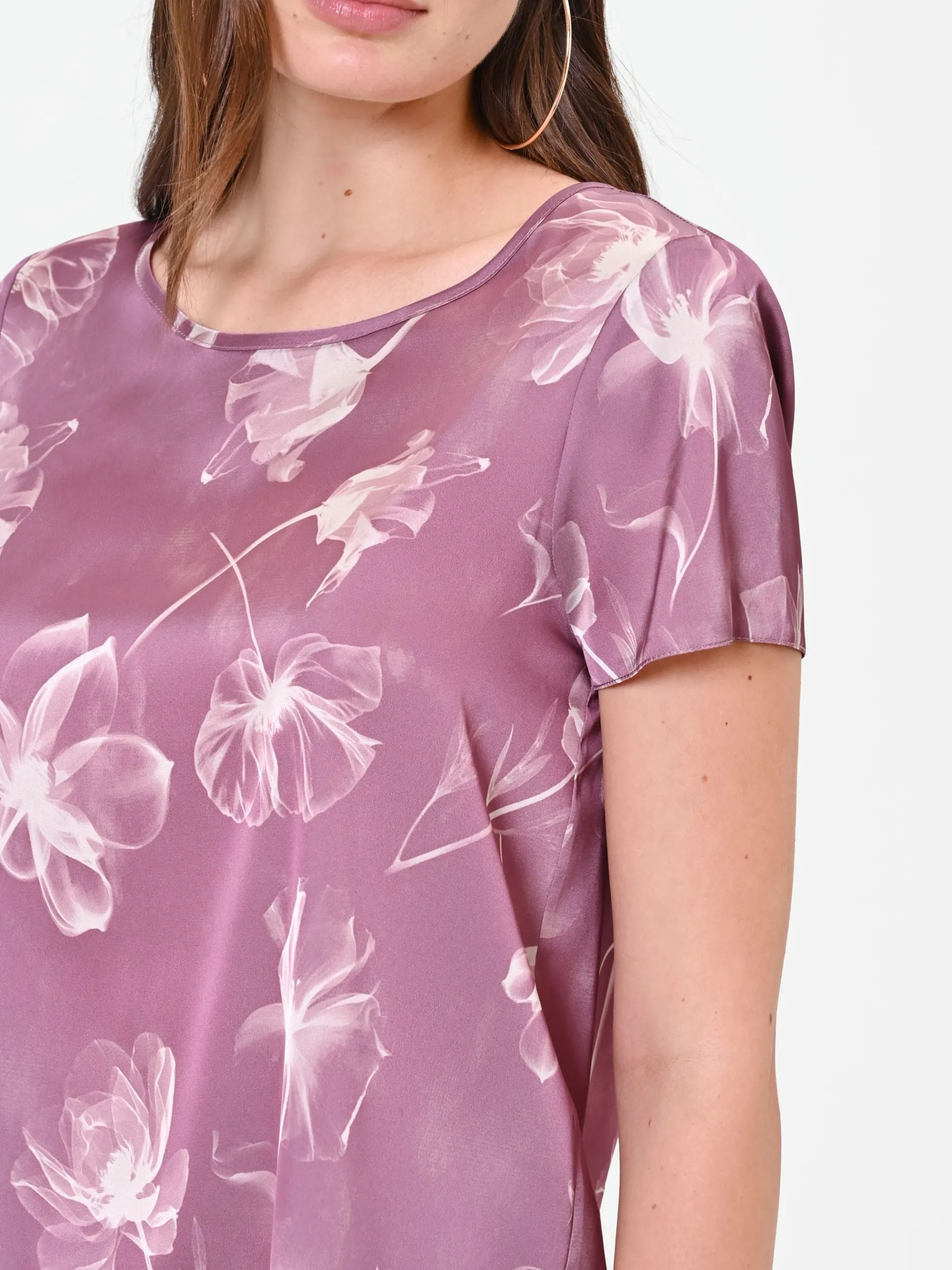 BLUSA ROSA ANTICO CON STAMPA FLOREALE