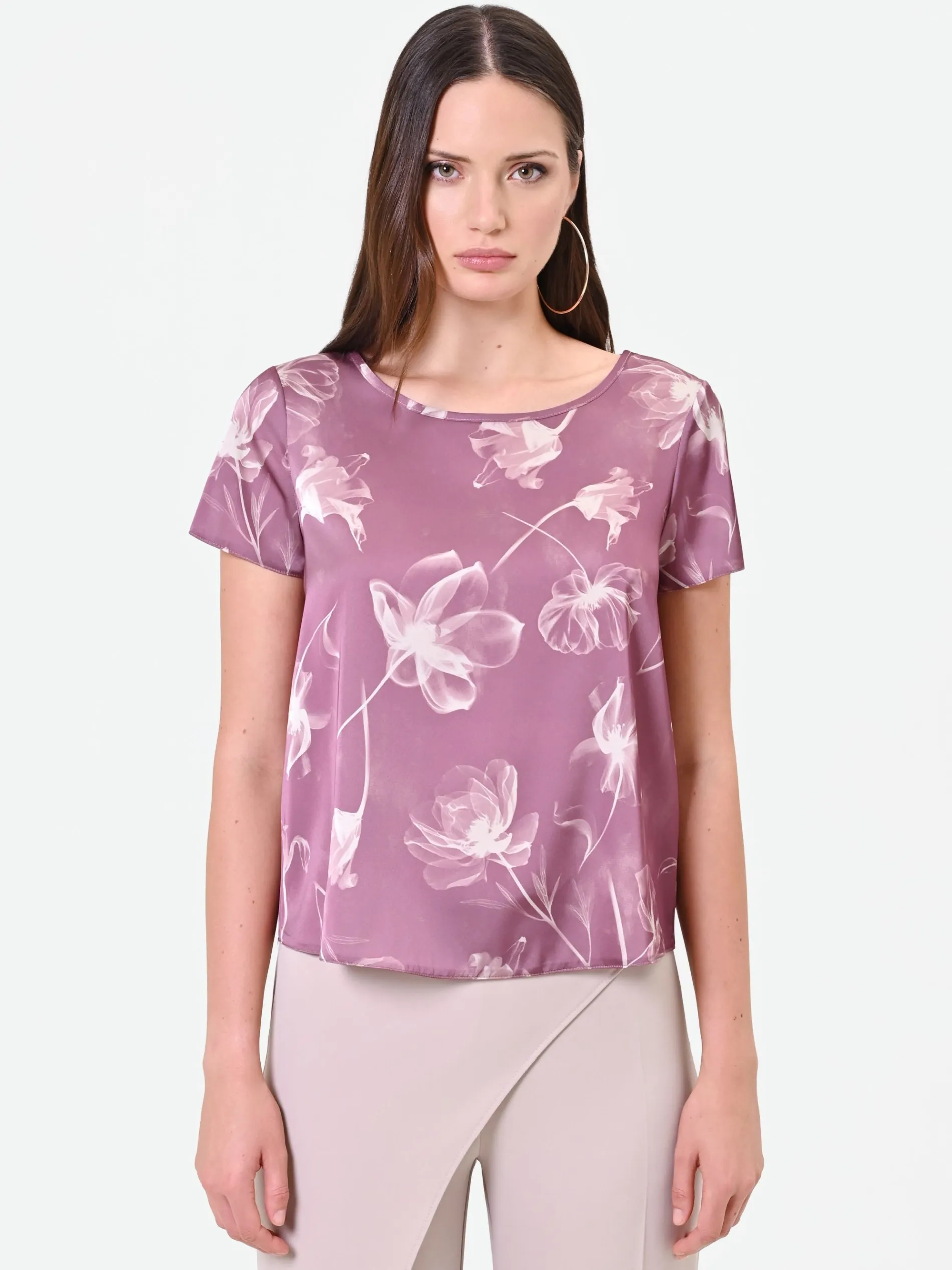 BLUSA ROSA ANTICO CON STAMPA FLOREALE